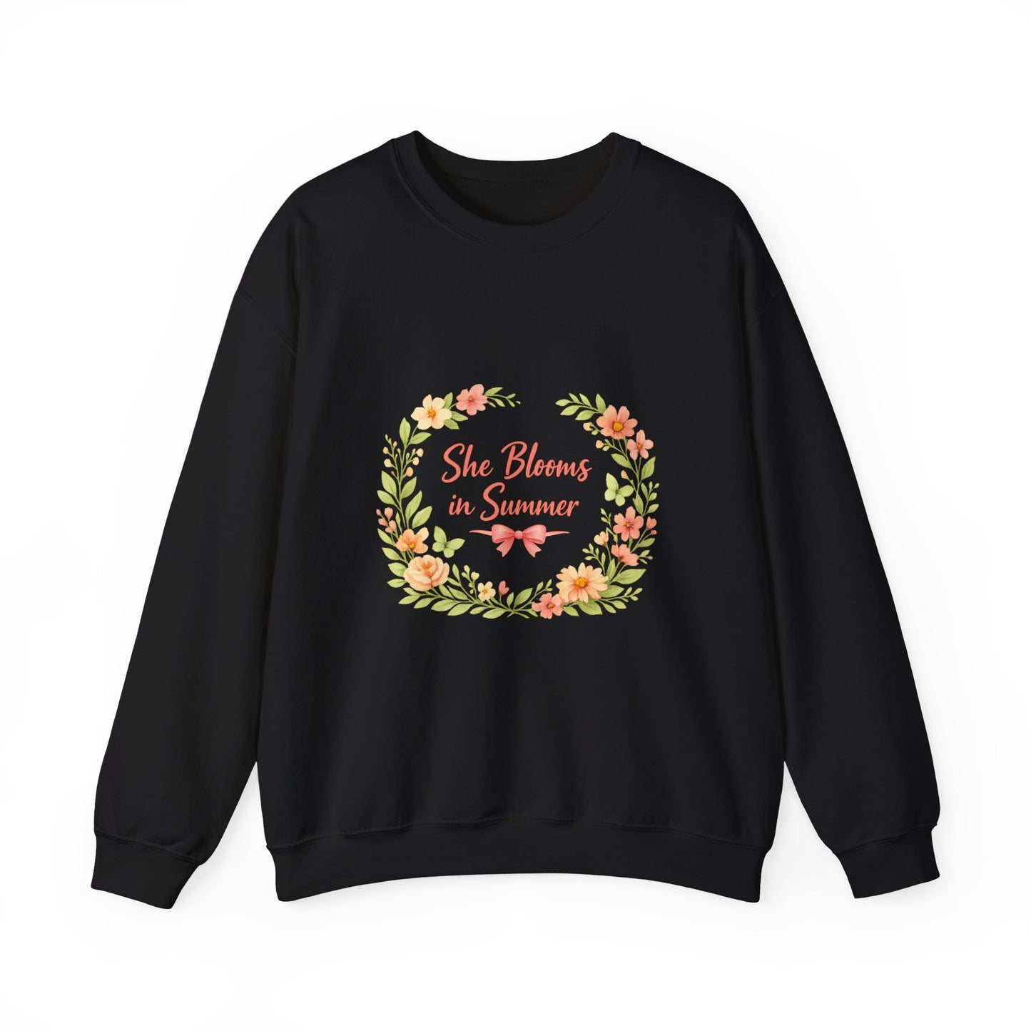 She Blooms in Summer Crewneck Sweatshirt — Floral Summer Vibes