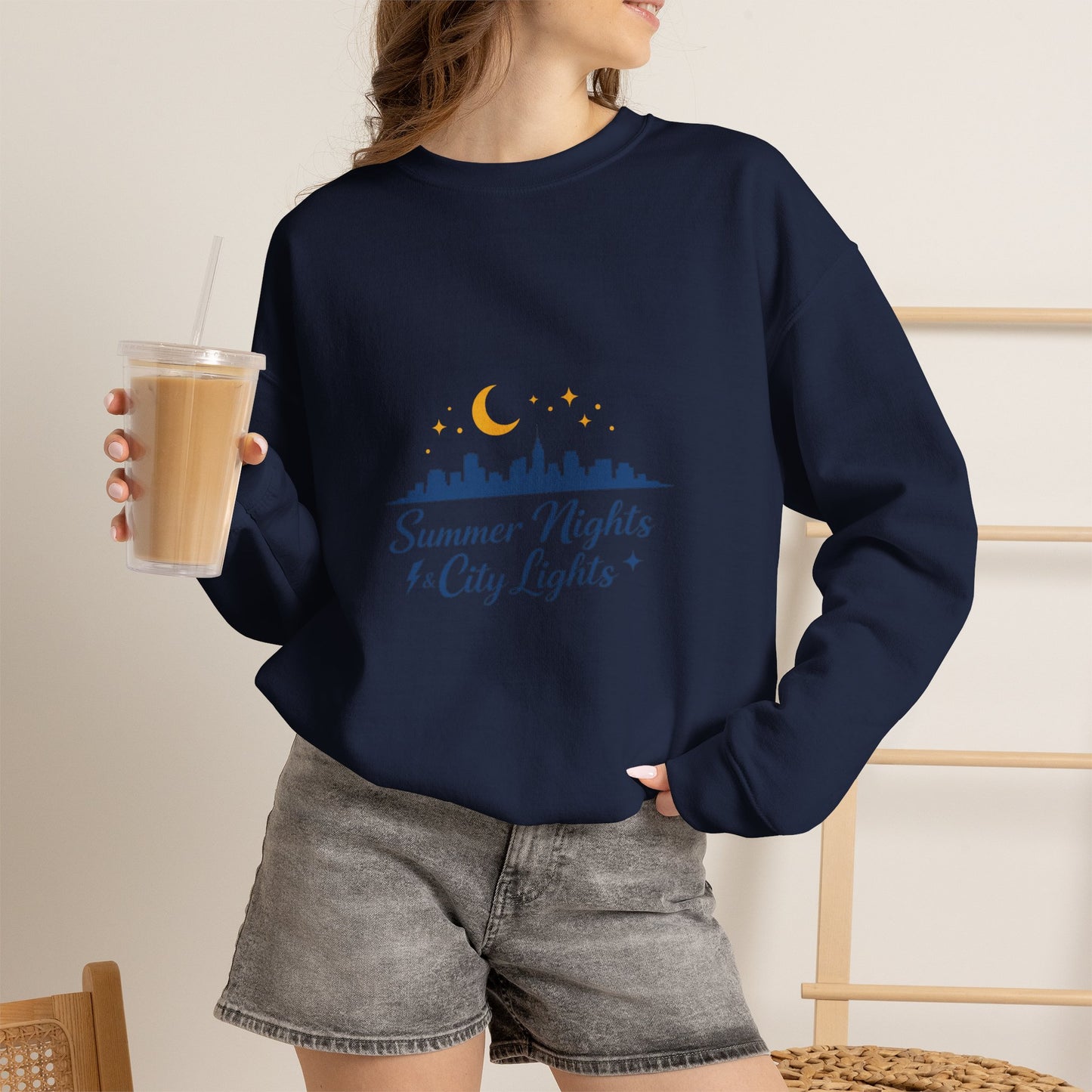 Summer Vibes Crewneck Sweatshirt — "Summer Nights and City Lights"