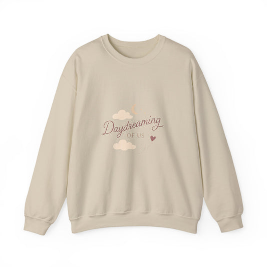 Daydreaming of Us crewneck sweatshirt | moon, clouds, script text