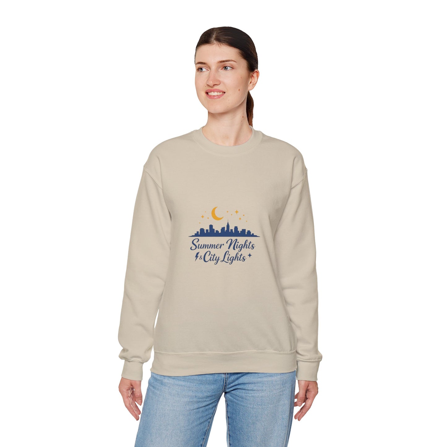Summer Vibes Crewneck Sweatshirt — "Summer Nights and City Lights"