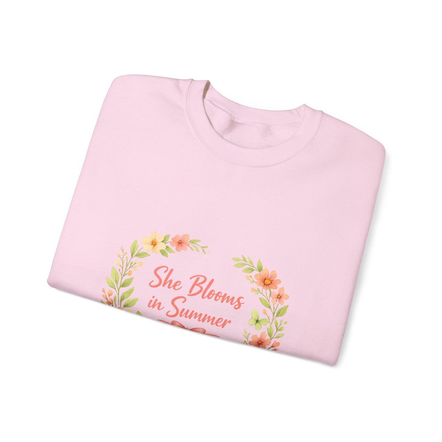 She Blooms in Summer Crewneck Sweatshirt — Floral Summer Vibes