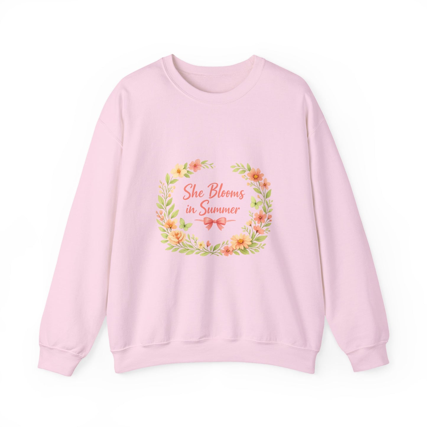 She Blooms in Summer Crewneck Sweatshirt — Floral Summer Vibes