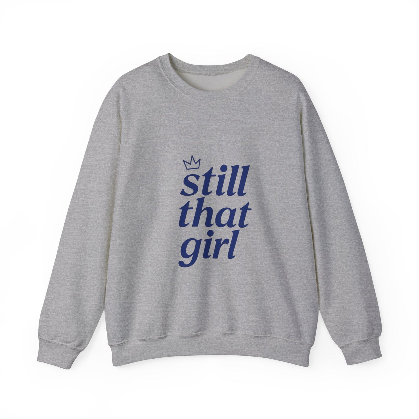 "still that girl" Navy Script Cozy Pullover