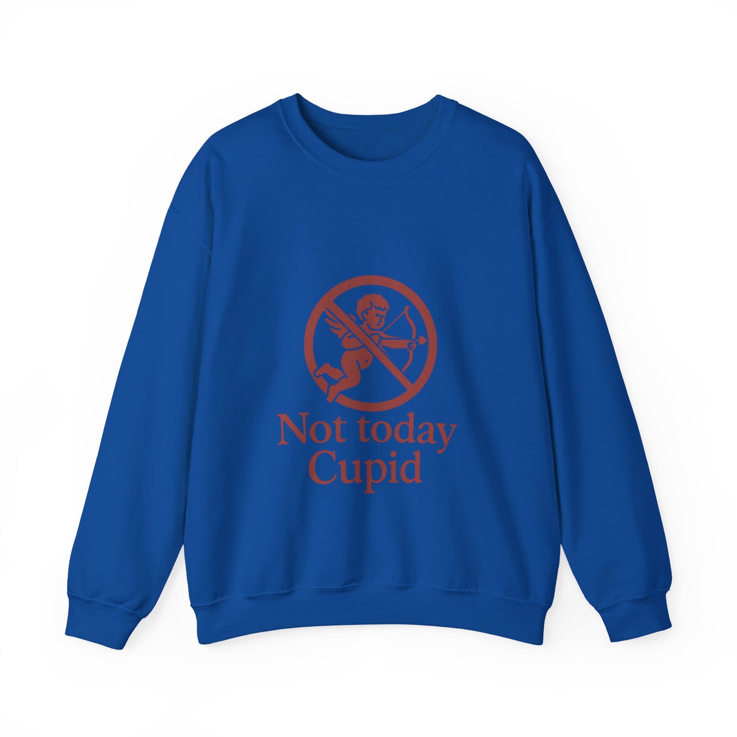 Not Today Cupid sweatshirt | anti-valentine crewneck, funny cupid graphic