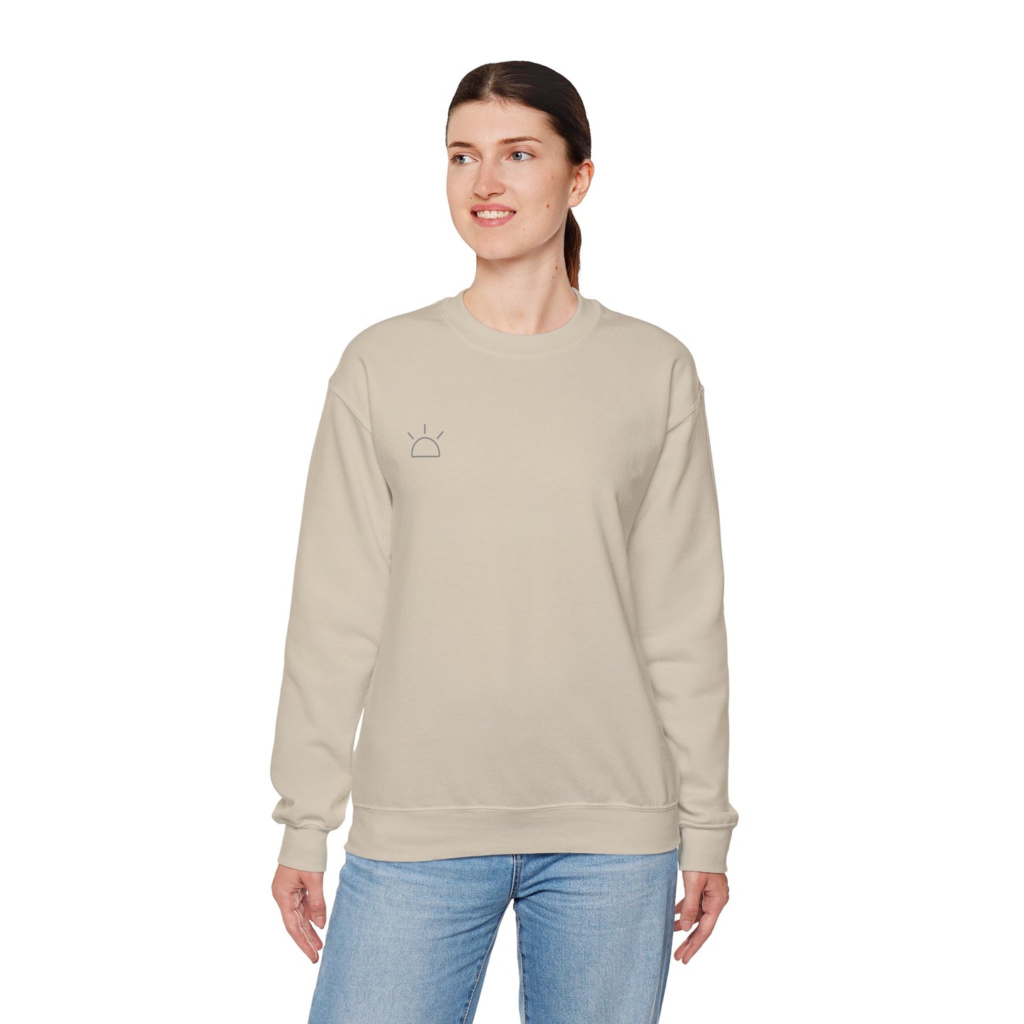 Minimal Sunrise Crewneck Sweatshirt — Simple Sun Outline Casual Pullover
