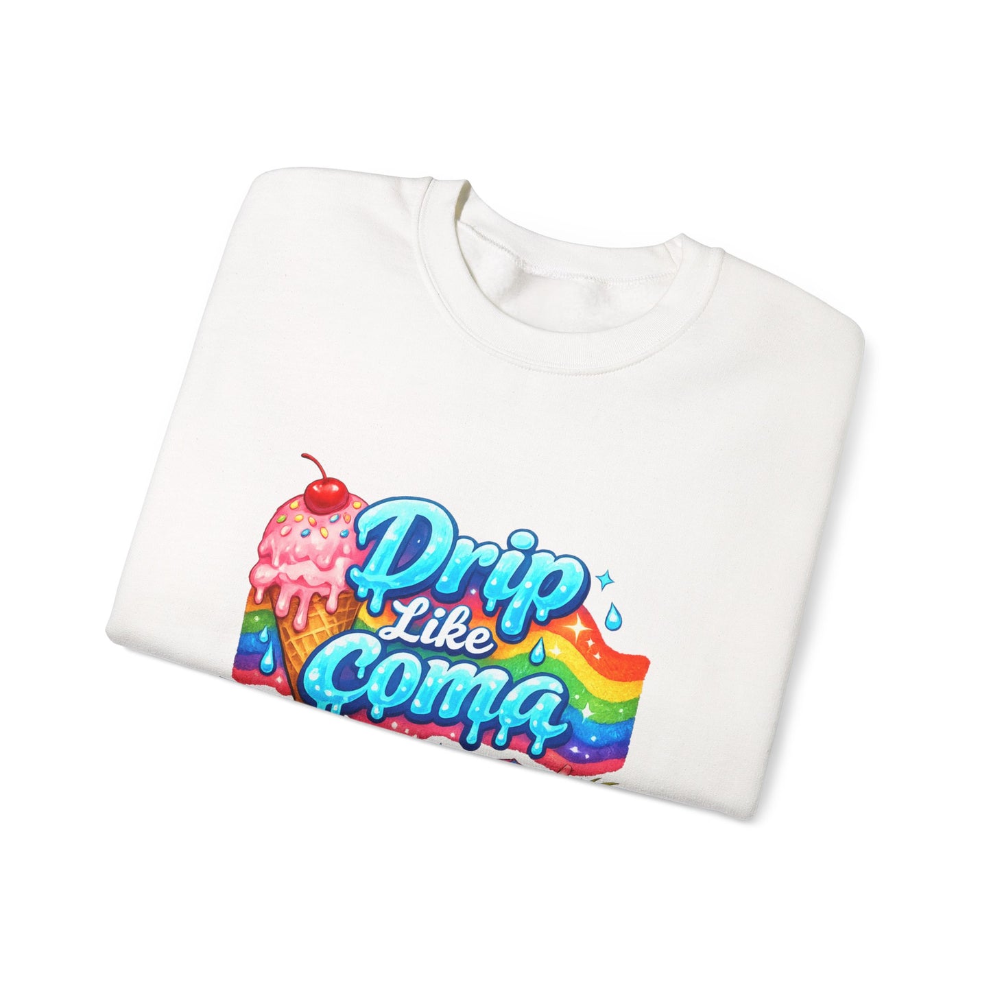 Drip Like Coma Crewneck Sweatshirt — Colorful Tropical Candy Graphic