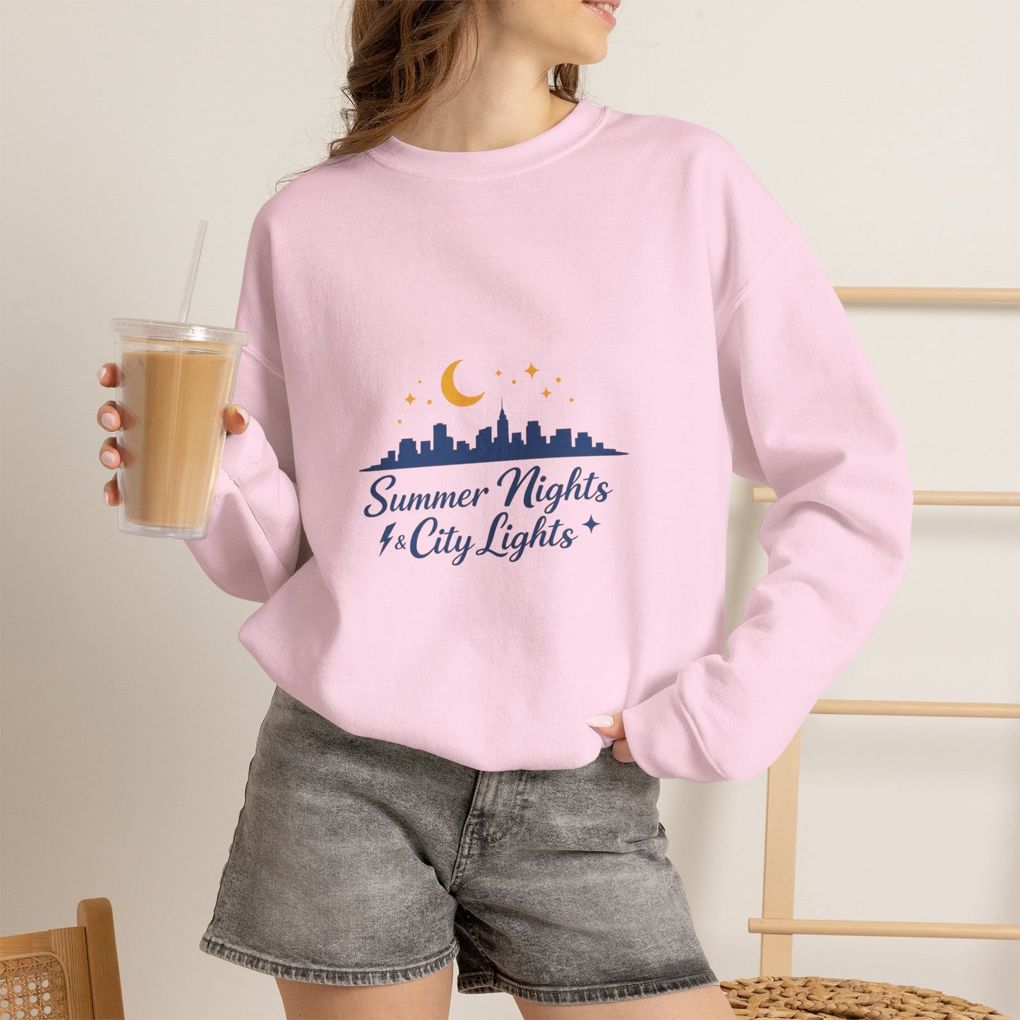 Summer Vibes Crewneck Sweatshirt — "Summer Nights and City Lights"