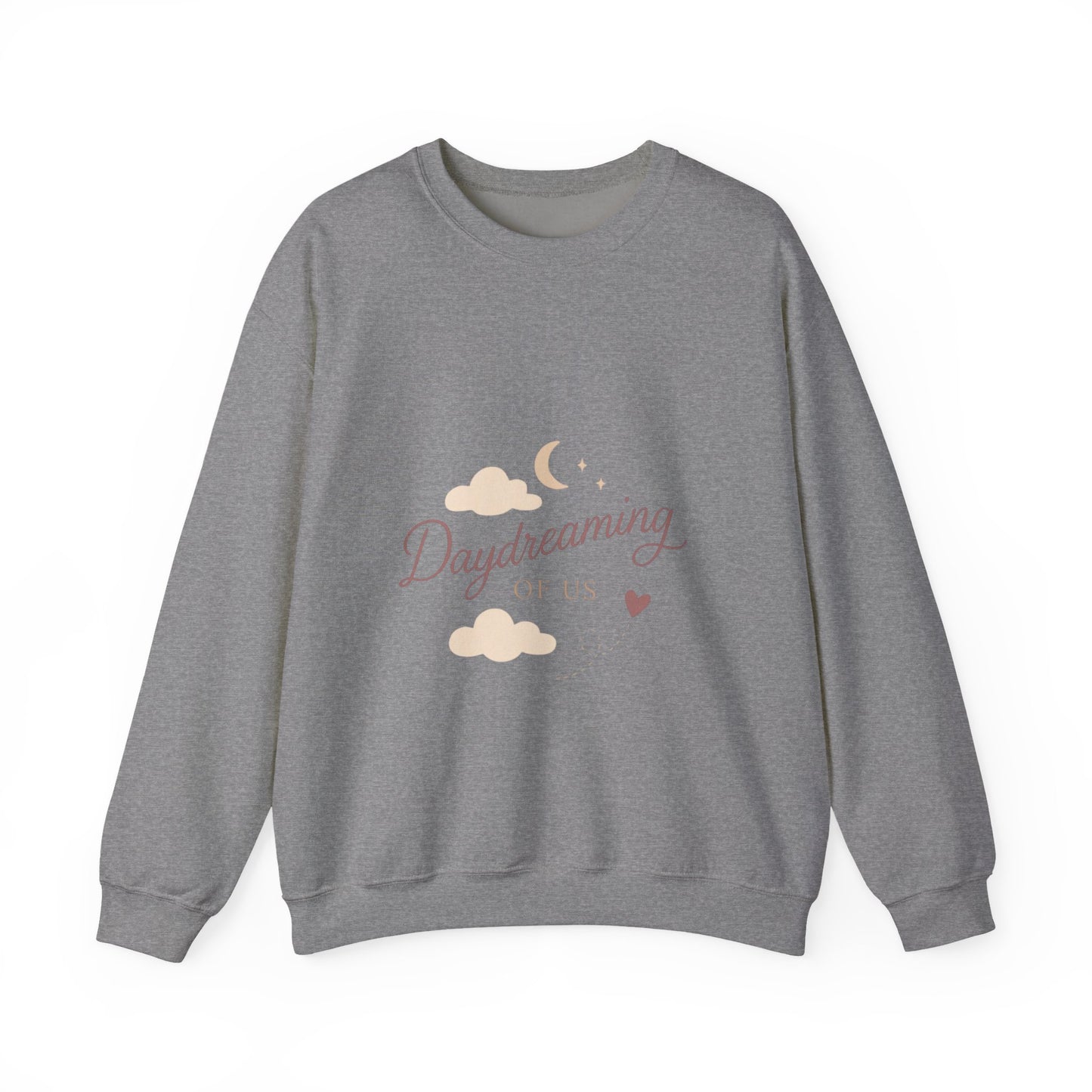 Daydreaming of Us crewneck sweatshirt | moon, clouds, script text
