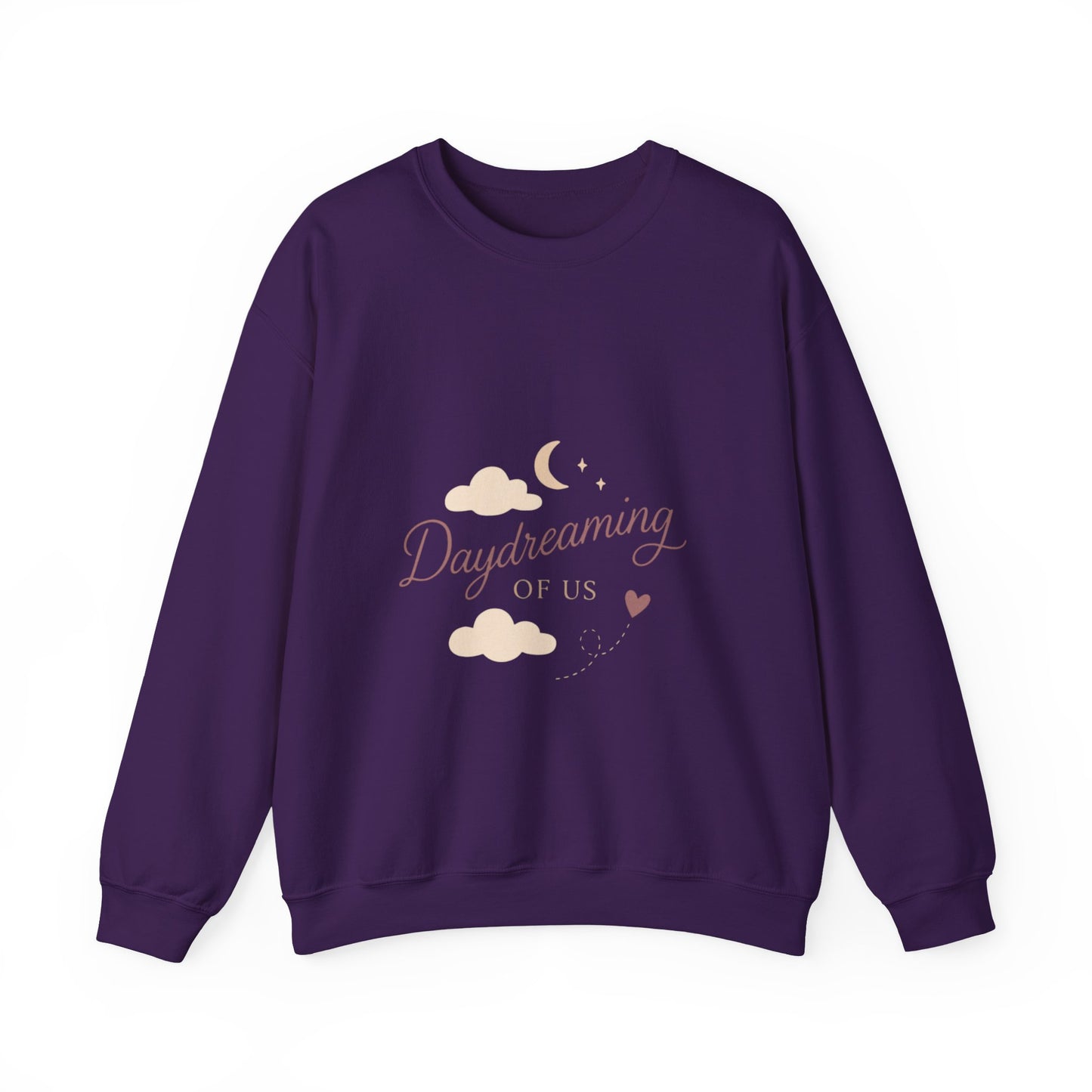 Daydreaming of Us crewneck sweatshirt | moon, clouds, script text