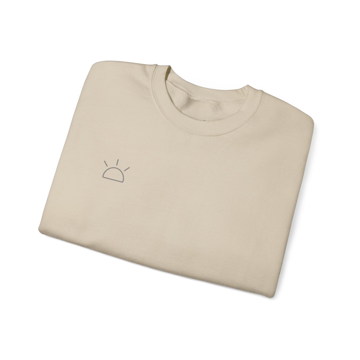 Minimal Sunrise Crewneck Sweatshirt — Simple Sun Outline Casual Pullover