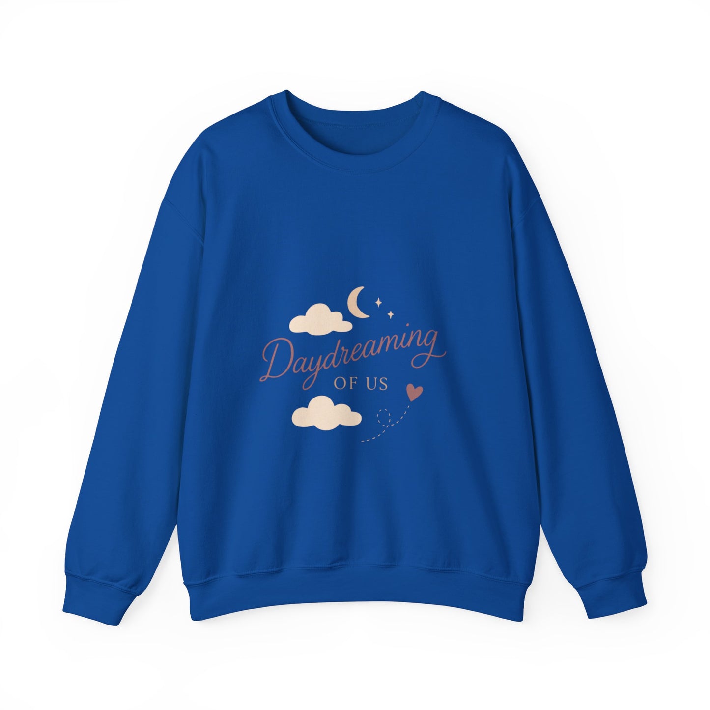 Daydreaming of Us crewneck sweatshirt | moon, clouds, script text