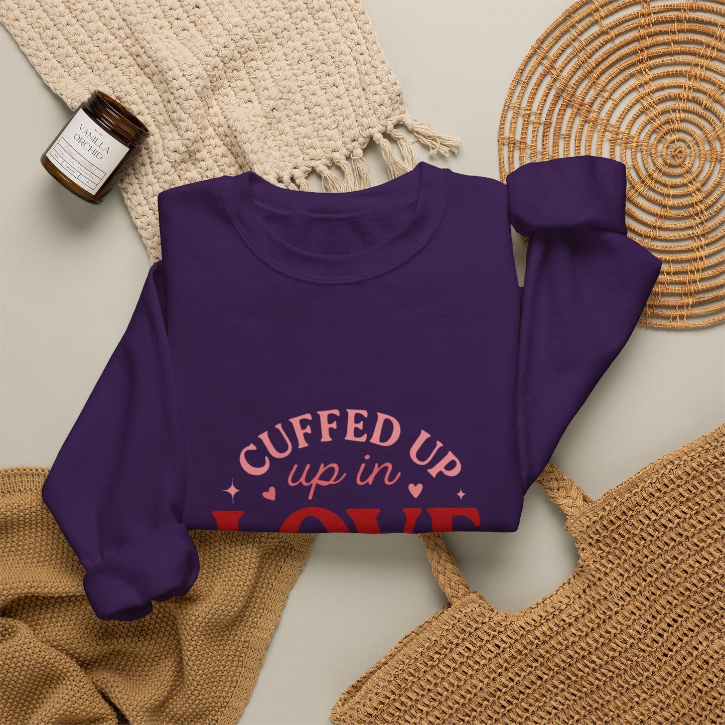 Cuffed Up in Love Crewneck Sweatshirt — Cozy Romantic Pullover
