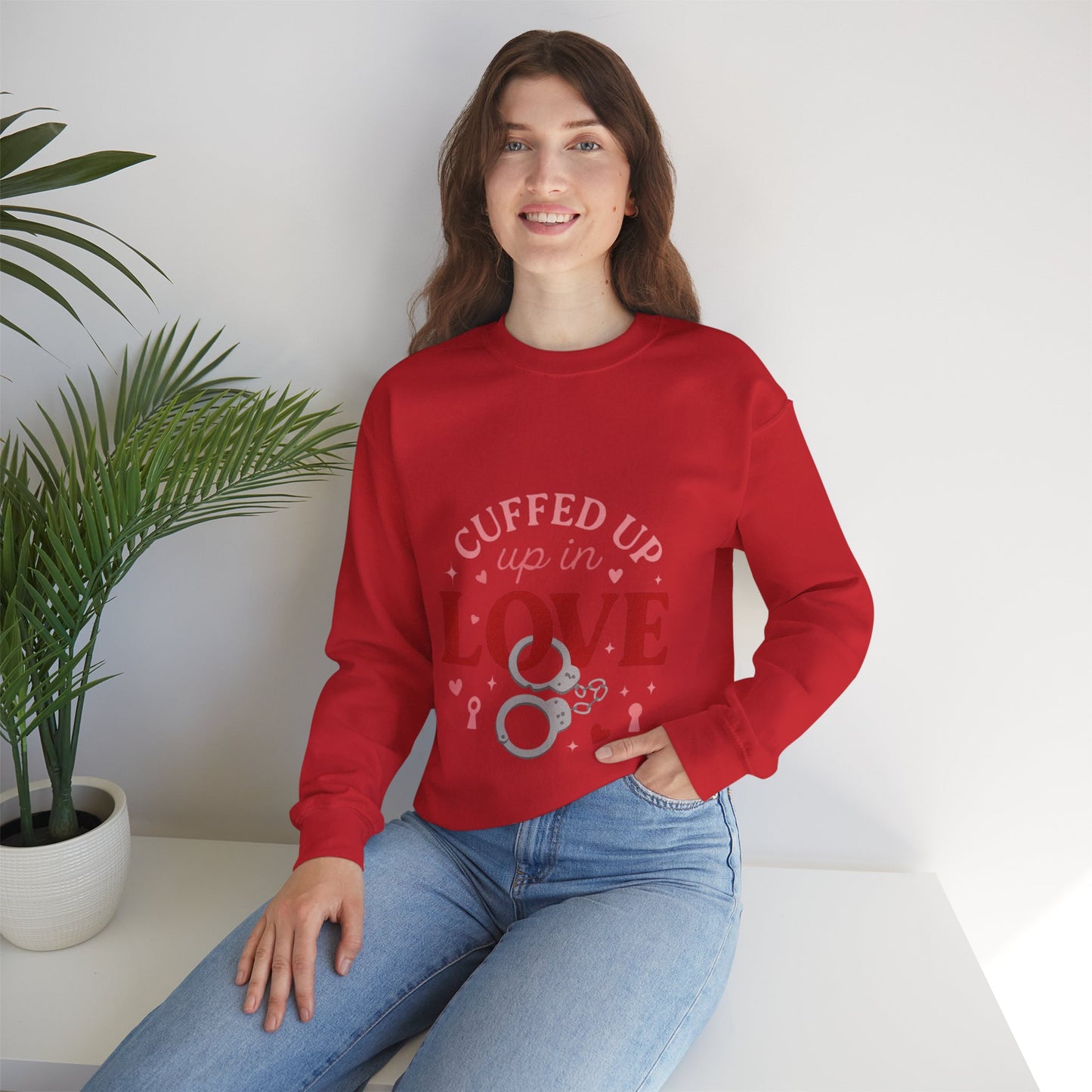 Cuffed Up in Love Crewneck Sweatshirt — Cozy Romantic Pullover