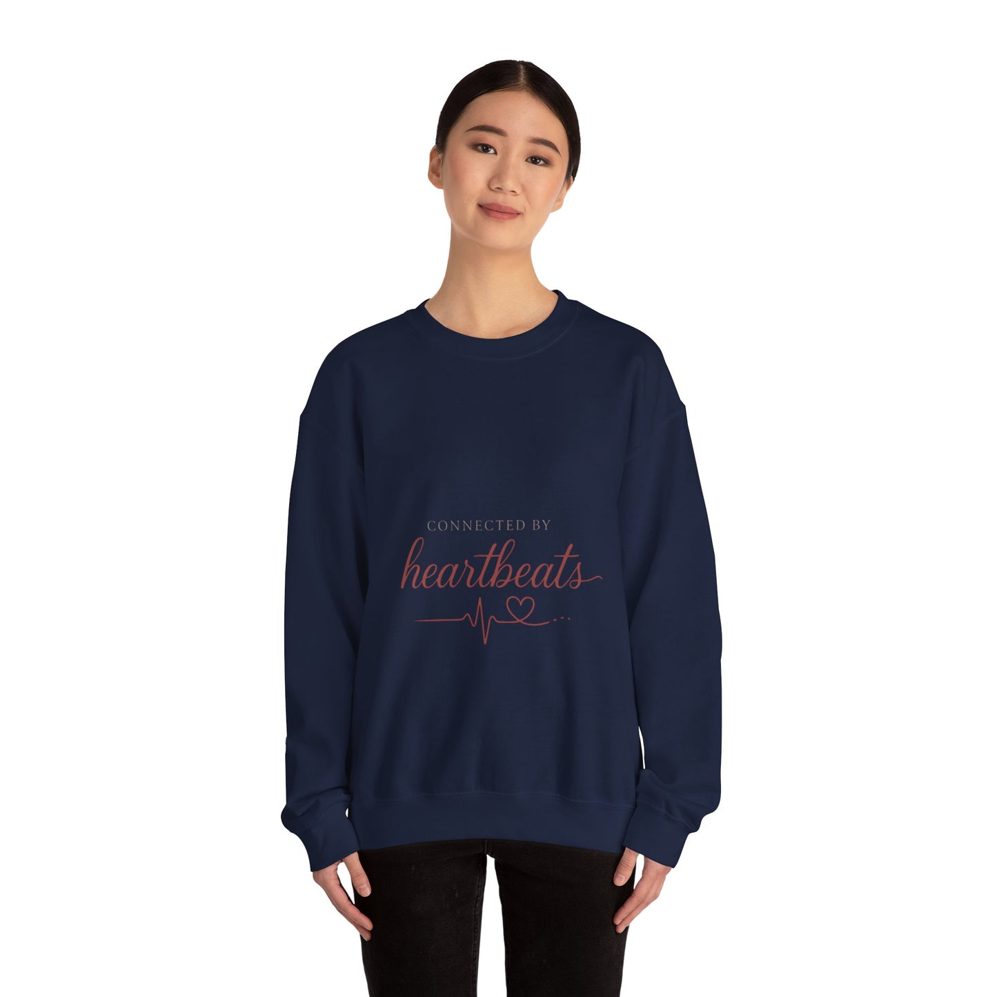 Connected by Heartbeats sweatshirt | heartbeat script design