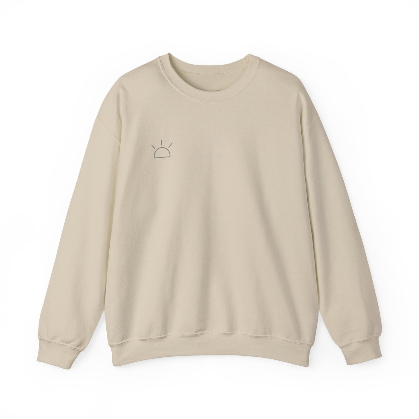 Minimal Sunrise Crewneck Sweatshirt — Simple Sun Outline Casual Pullover