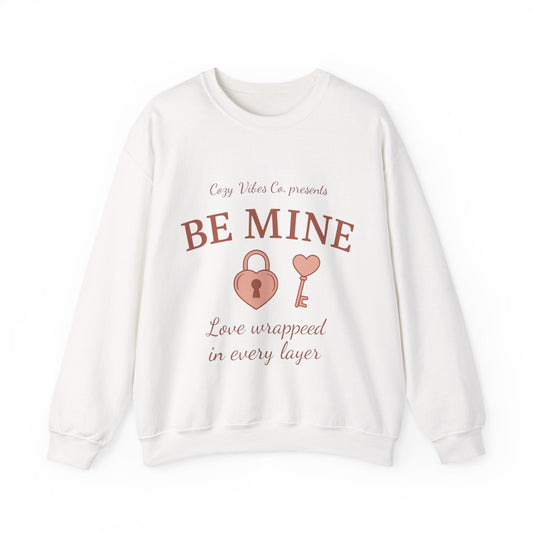 Be Mine Lock & Key Crewneck Sweatshirt — Romantic Valentine’s Day Pullover Printify
