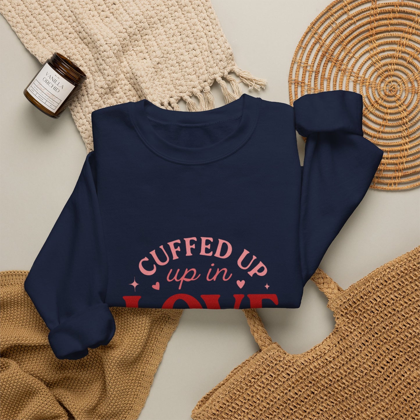 Cuffed Up in Love Crewneck Sweatshirt — Cozy Romantic Pullover