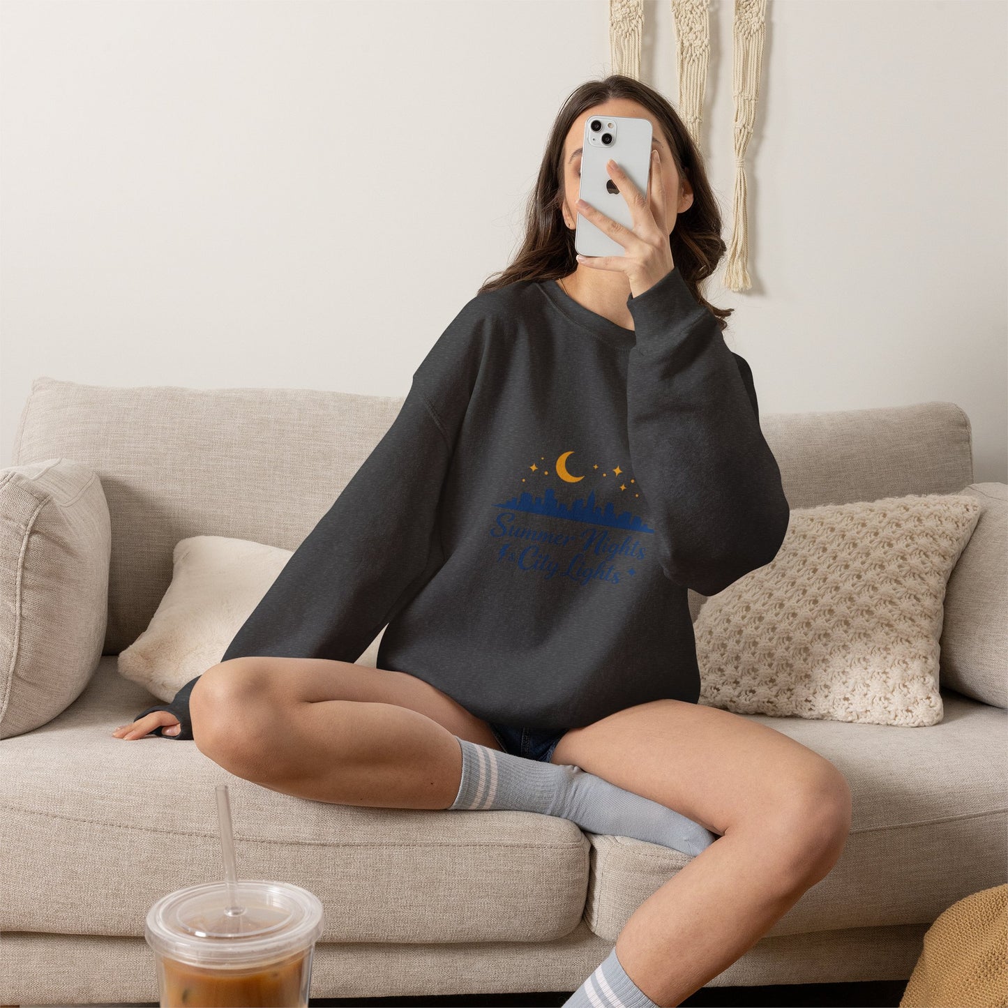 Summer Vibes Crewneck Sweatshirt — "Summer Nights and City Lights"