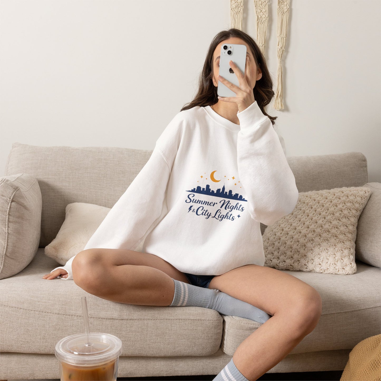 Summer Vibes Crewneck Sweatshirt — "Summer Nights and City Lights"