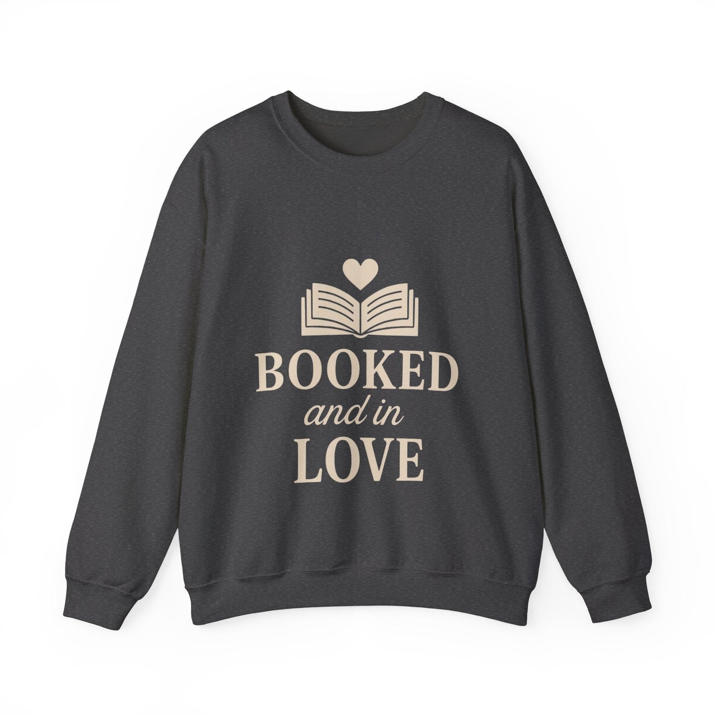 Booked and in Love Sweatshirt | Book Lovers Crewneck, Reading Graphic Printify