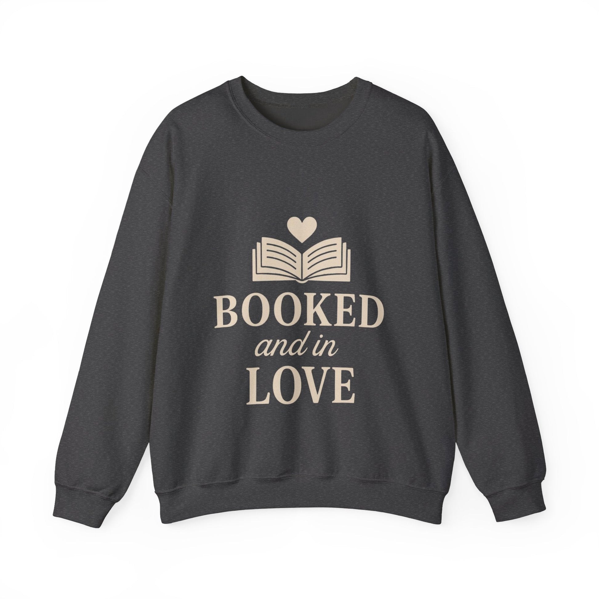 Booked and in Love Sweatshirt | Book Lovers Crewneck, Reading Graphic Printify