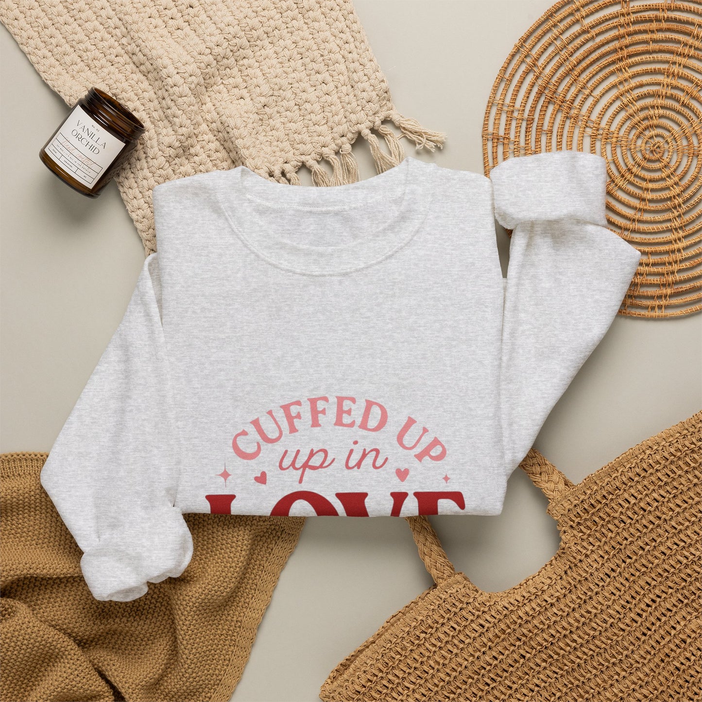 Cuffed Up in Love Crewneck Sweatshirt — Cozy Romantic Pullover