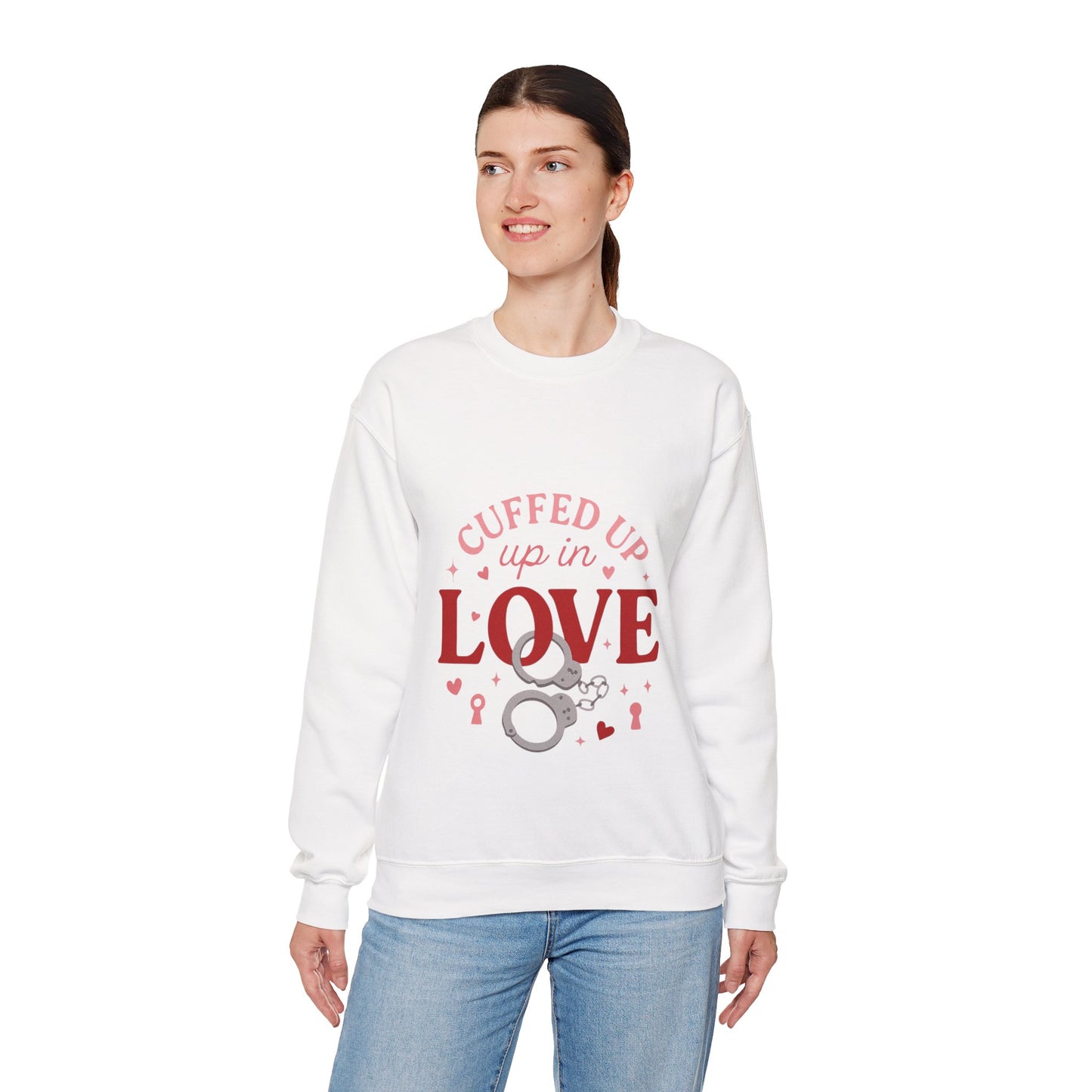 Cuffed Up in Love Crewneck Sweatshirt — Cozy Romantic Pullover