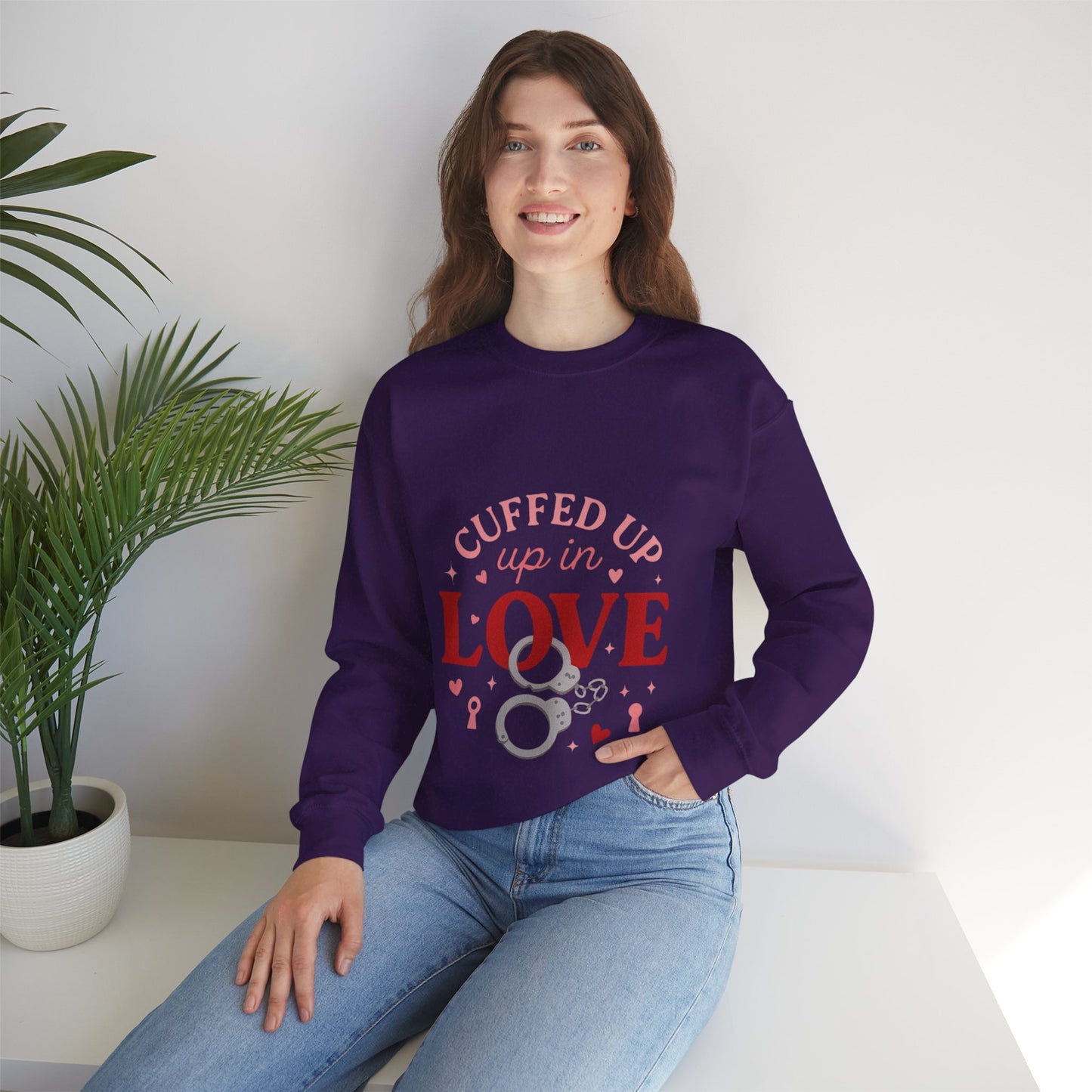 Cuffed Up in Love Crewneck Sweatshirt — Cozy Romantic Pullover