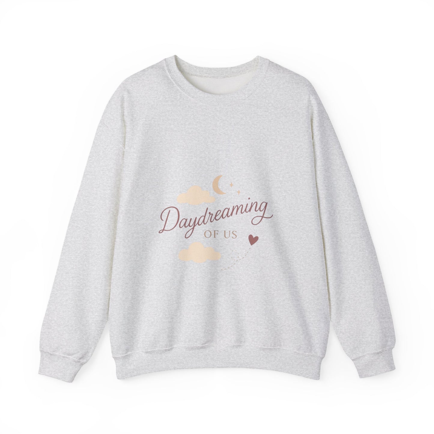Daydreaming of Us crewneck sweatshirt | moon, clouds, script text