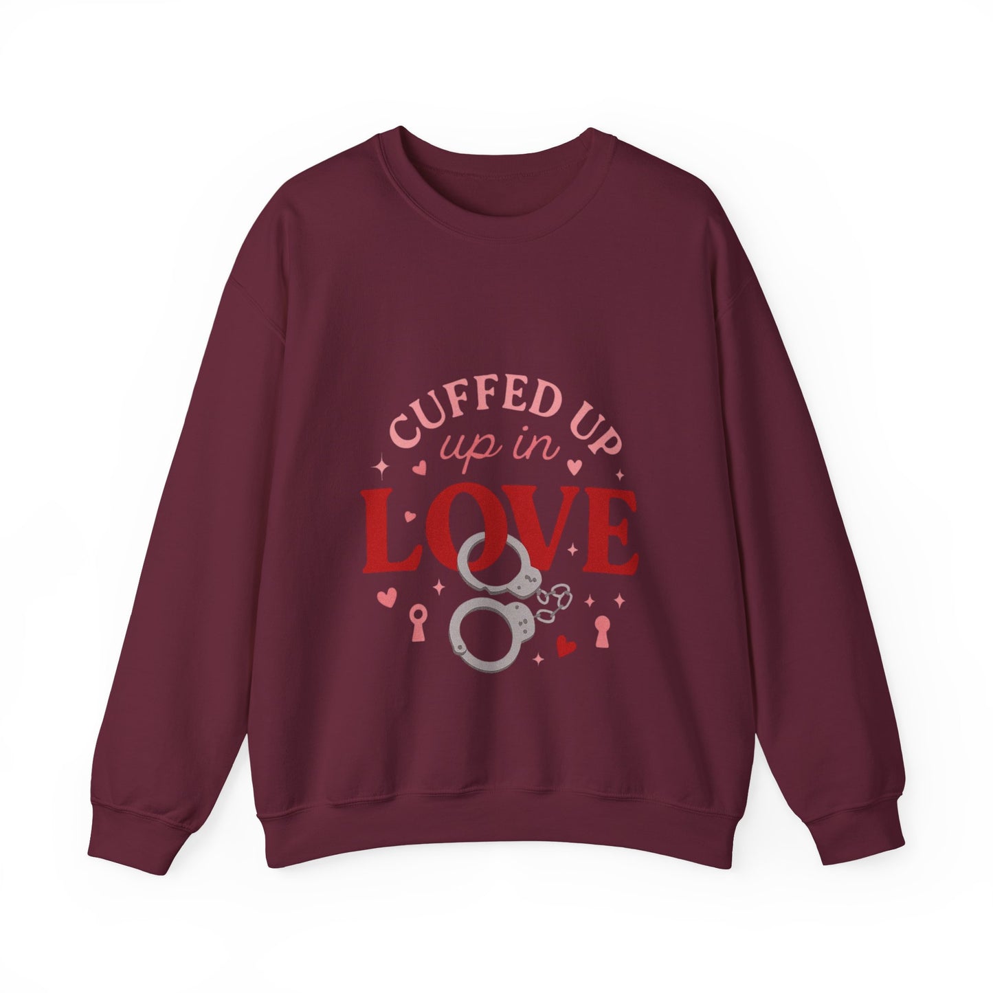 Cuffed Up in Love Crewneck Sweatshirt — Cozy Romantic Pullover