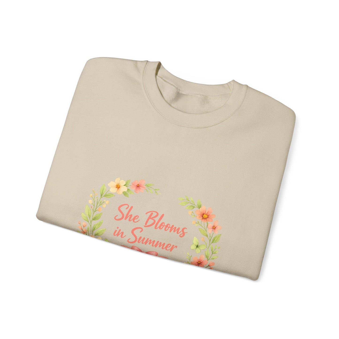 She Blooms in Summer Crewneck Sweatshirt — Floral Summer Vibes