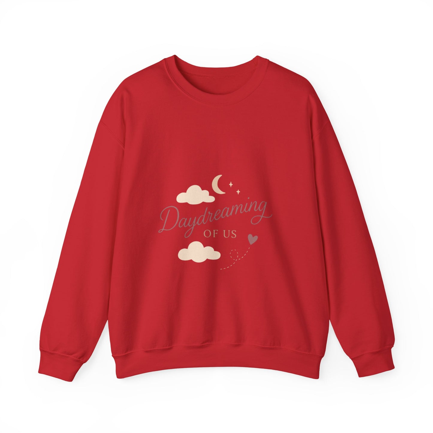Daydreaming of Us crewneck sweatshirt | moon, clouds, script text