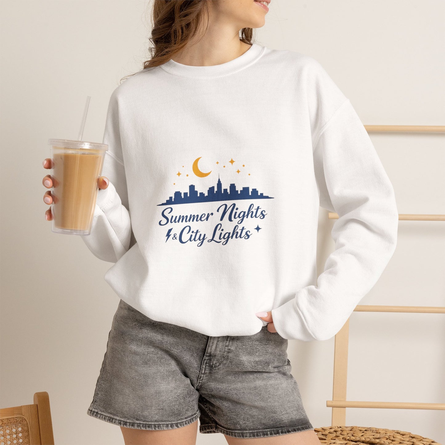 Summer Vibes Crewneck Sweatshirt — "Summer Nights and City Lights"
