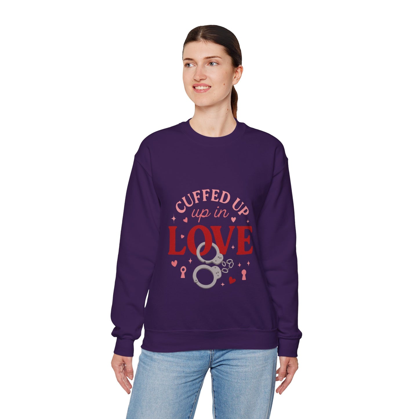 Cuffed Up in Love Crewneck Sweatshirt — Cozy Romantic Pullover
