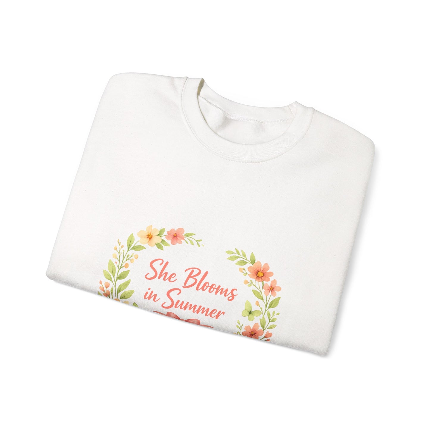 She Blooms in Summer Crewneck Sweatshirt — Floral Summer Vibes