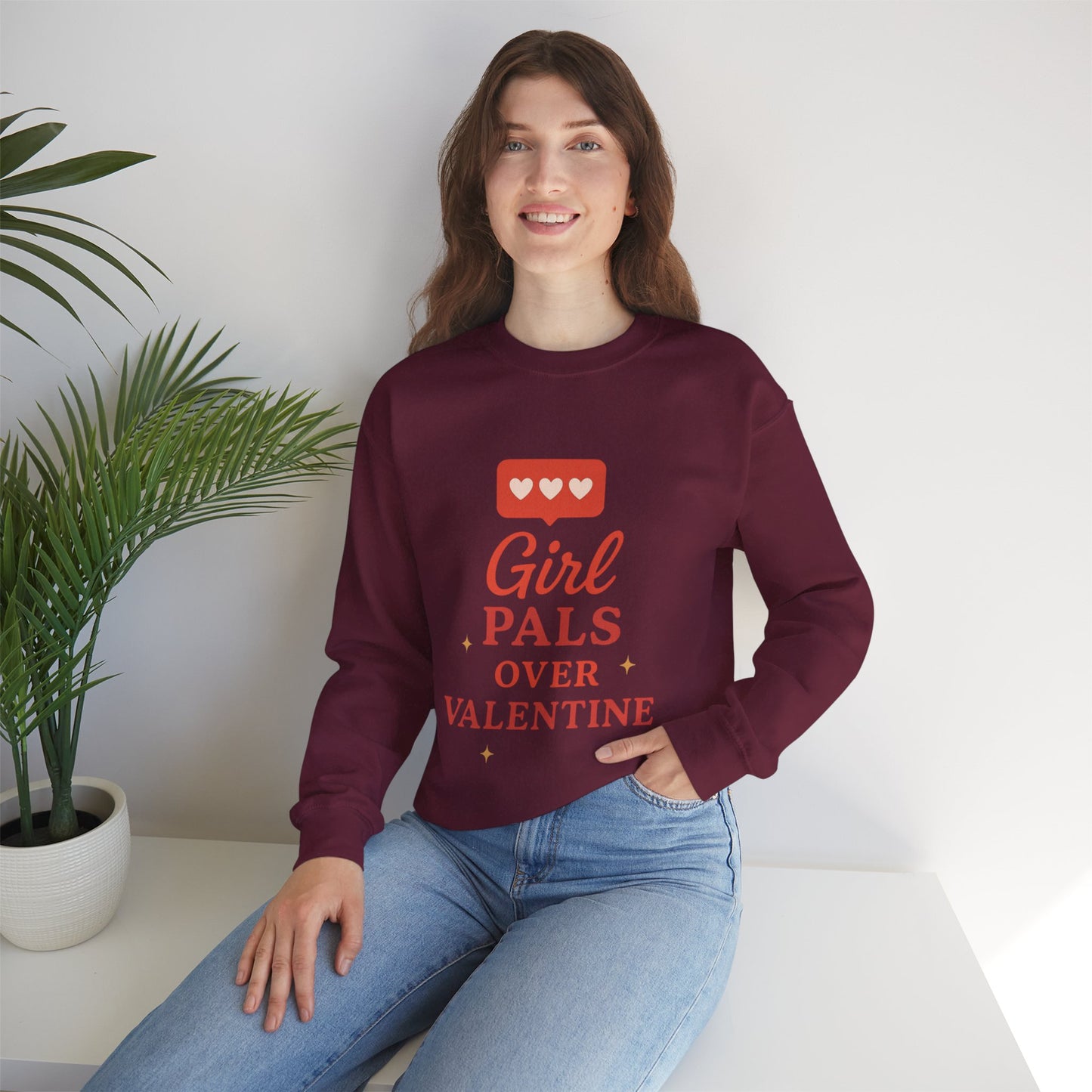 Girl Pals Over Valentine Sweatshirt | Feminist Valentine Crewneck