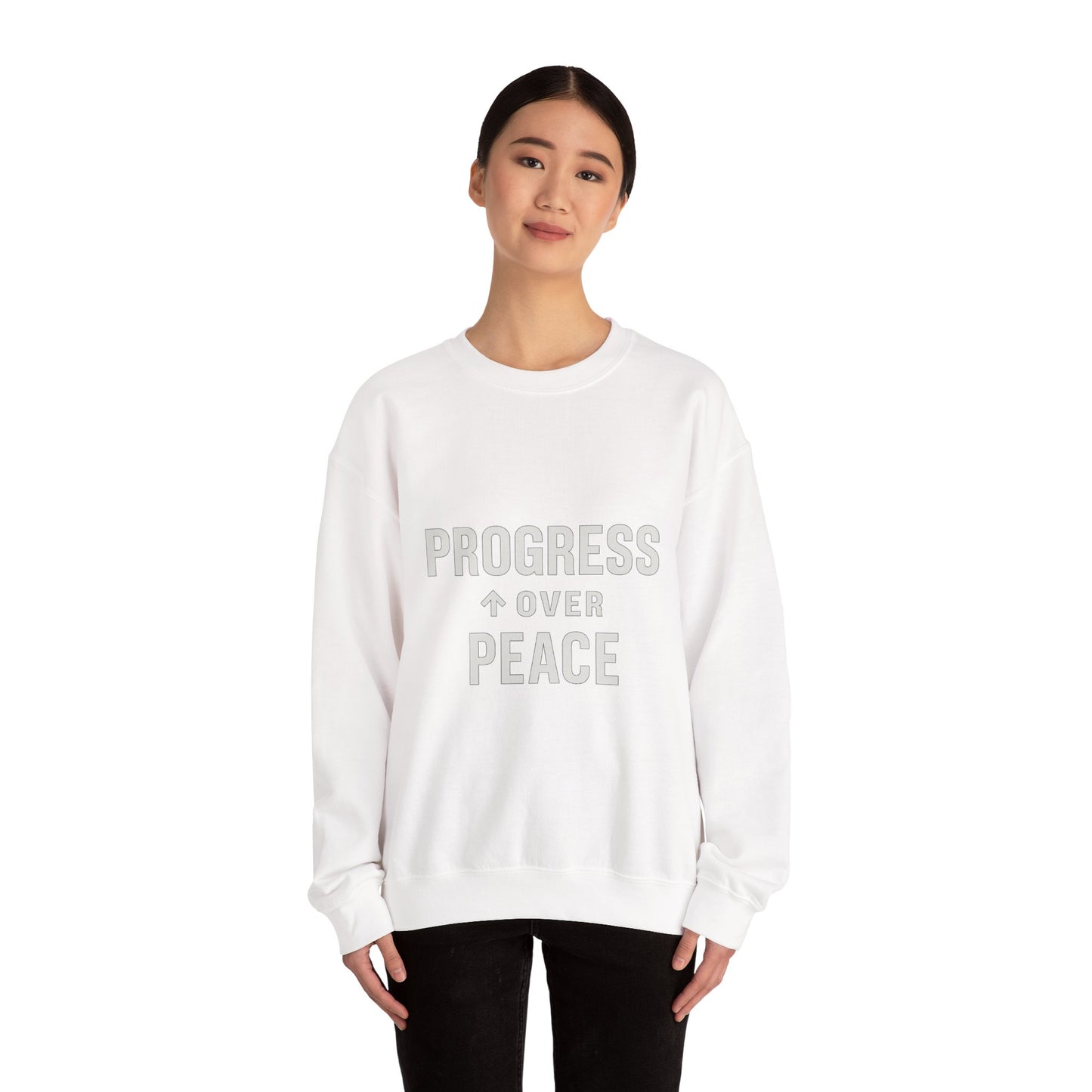 Peace Over Progress Sweatshirt — Minimalist Statement Crewneck