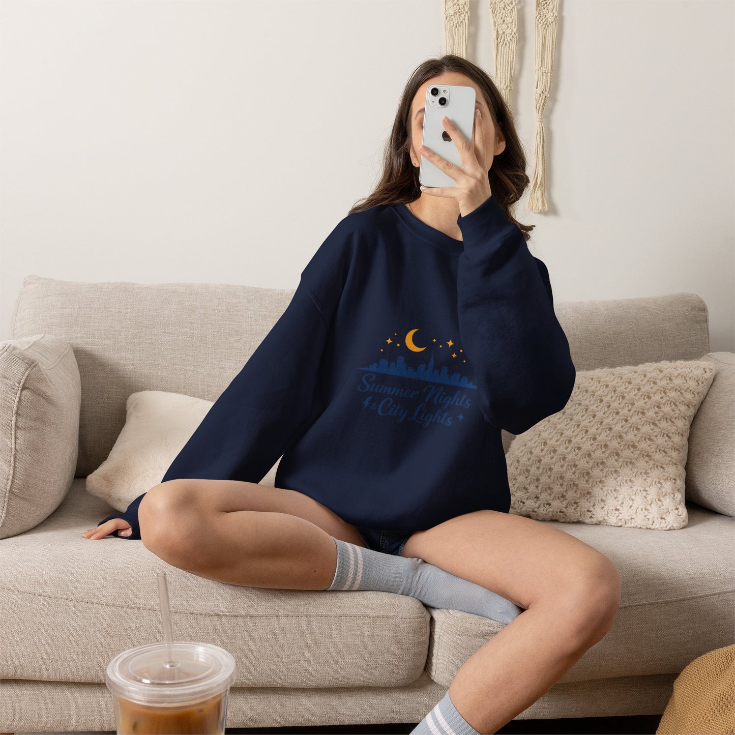 Summer Vibes Crewneck Sweatshirt — "Summer Nights and City Lights"