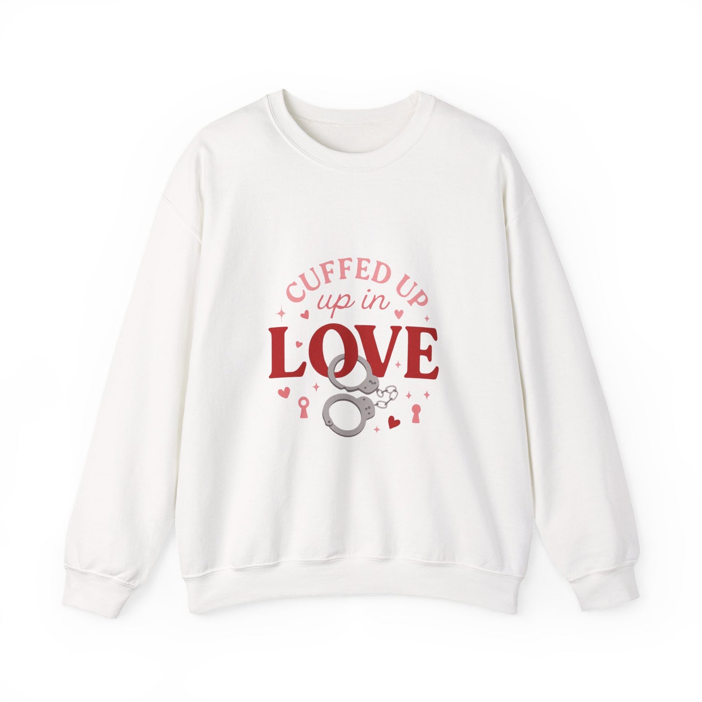 Cuffed Up in Love Crewneck Sweatshirt — Cozy Romantic Pullover