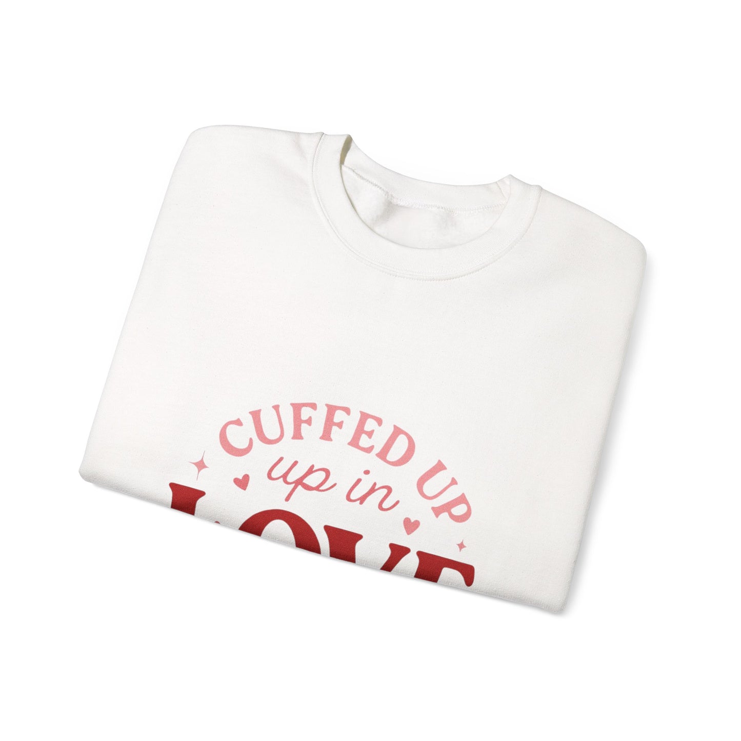 Cuffed Up in Love Crewneck Sweatshirt — Cozy Romantic Pullover