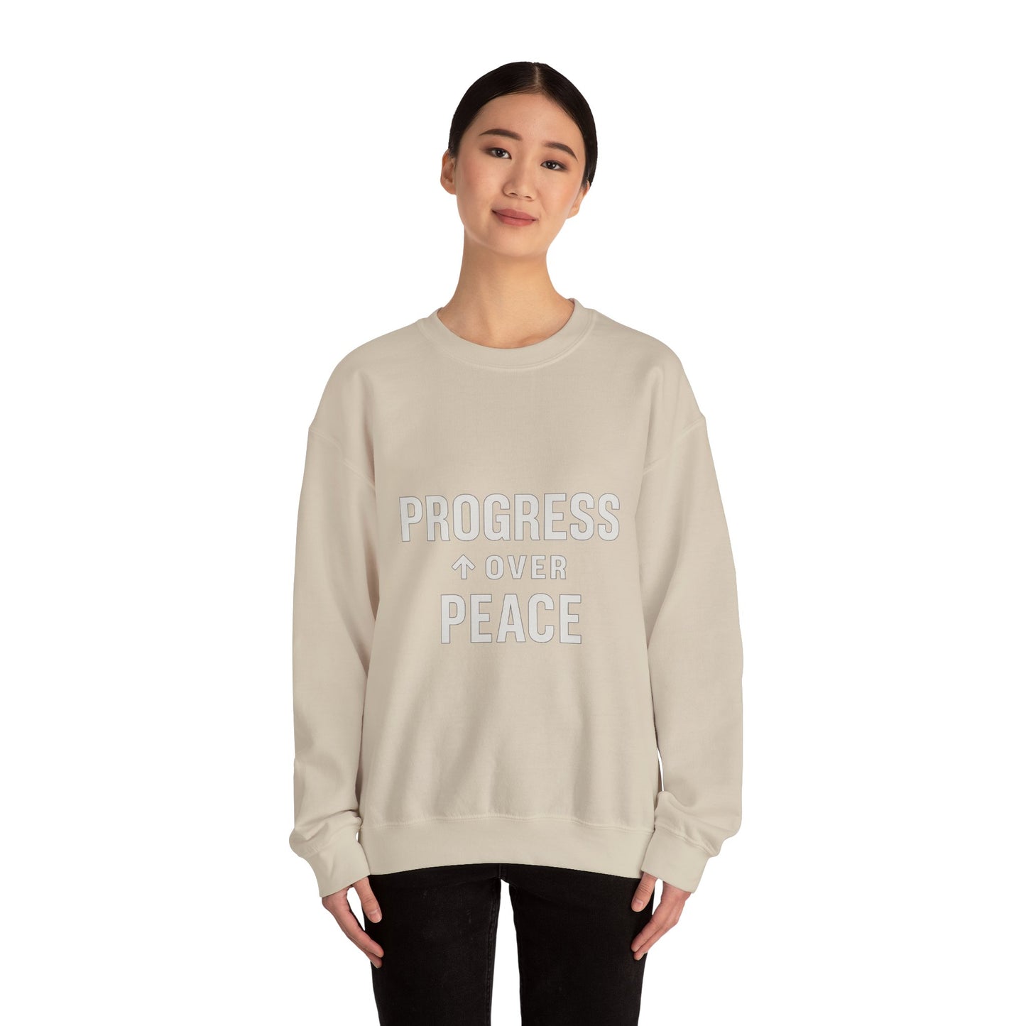 Peace Over Progress Sweatshirt — Minimalist Statement Crewneck