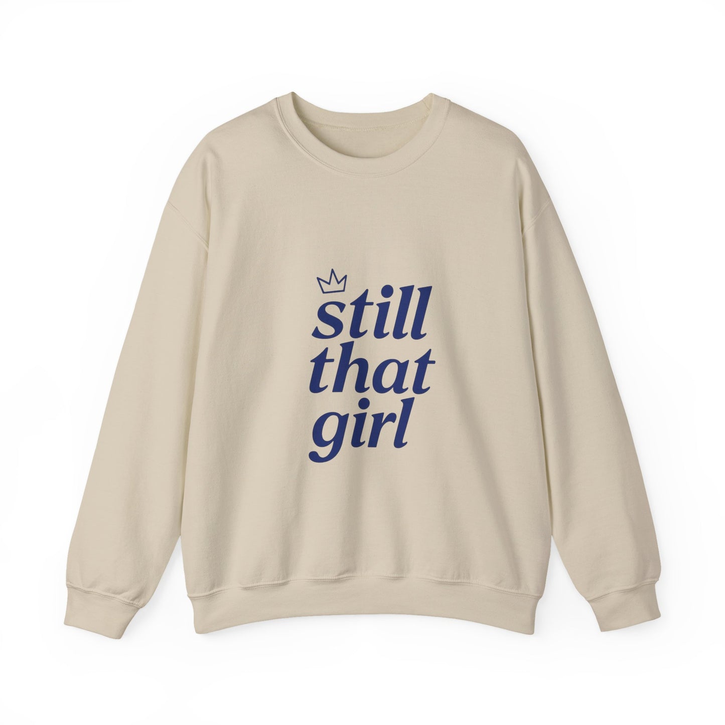 "still that girl" Navy Script Cozy Pullover