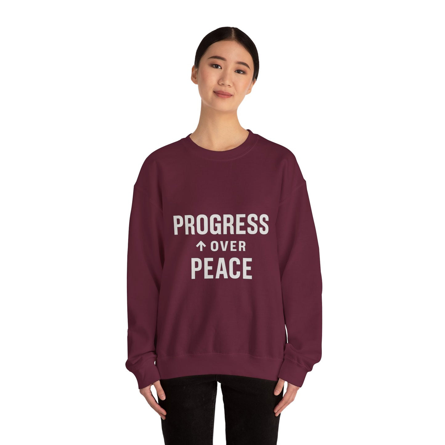 Peace Over Progress Sweatshirt — Minimalist Statement Crewneck