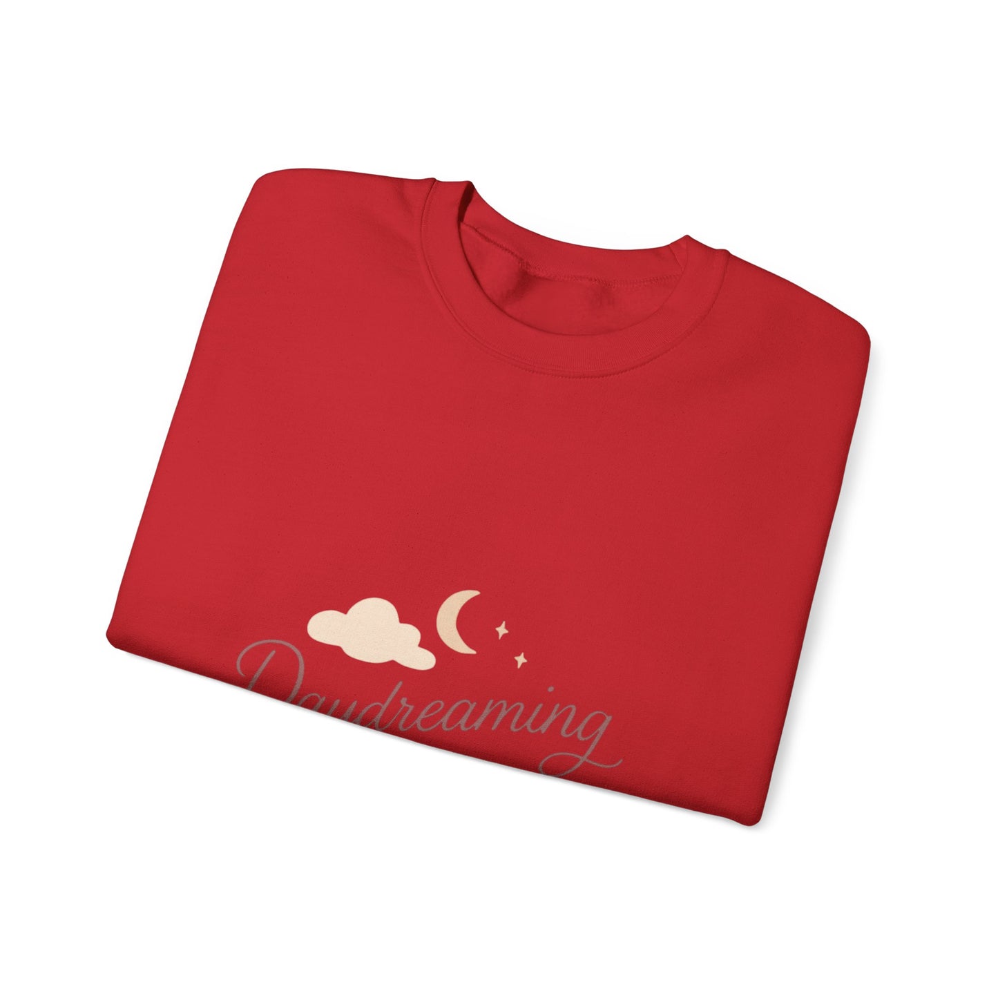 Daydreaming of Us crewneck sweatshirt | moon, clouds, script text