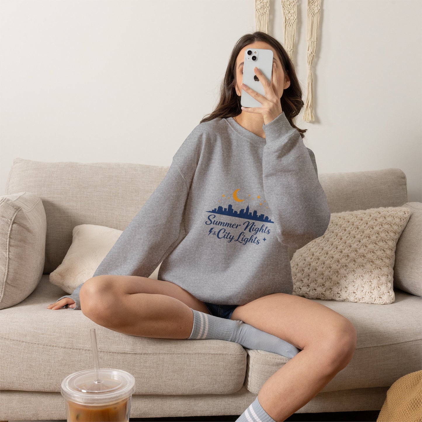 Summer Vibes Crewneck Sweatshirt — "Summer Nights and City Lights"