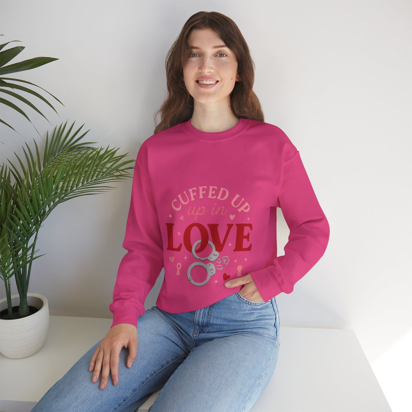 Cuffed Up in Love Crewneck Sweatshirt — Cozy Romantic Pullover