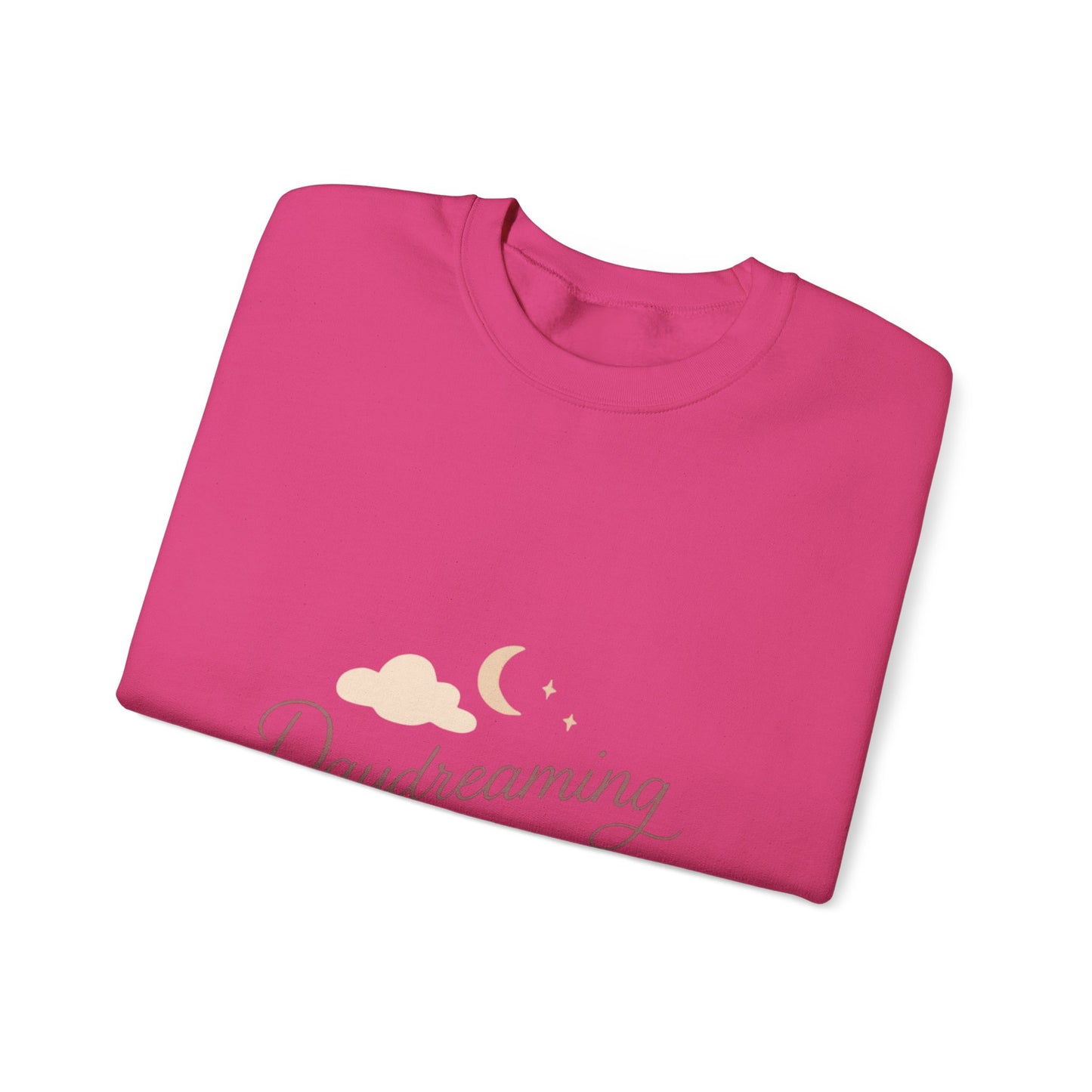 Daydreaming of Us crewneck sweatshirt | moon, clouds, script text
