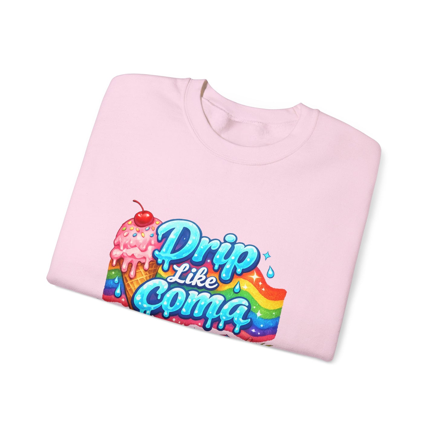 Drip Like Coma Crewneck Sweatshirt — Colorful Tropical Candy Graphic