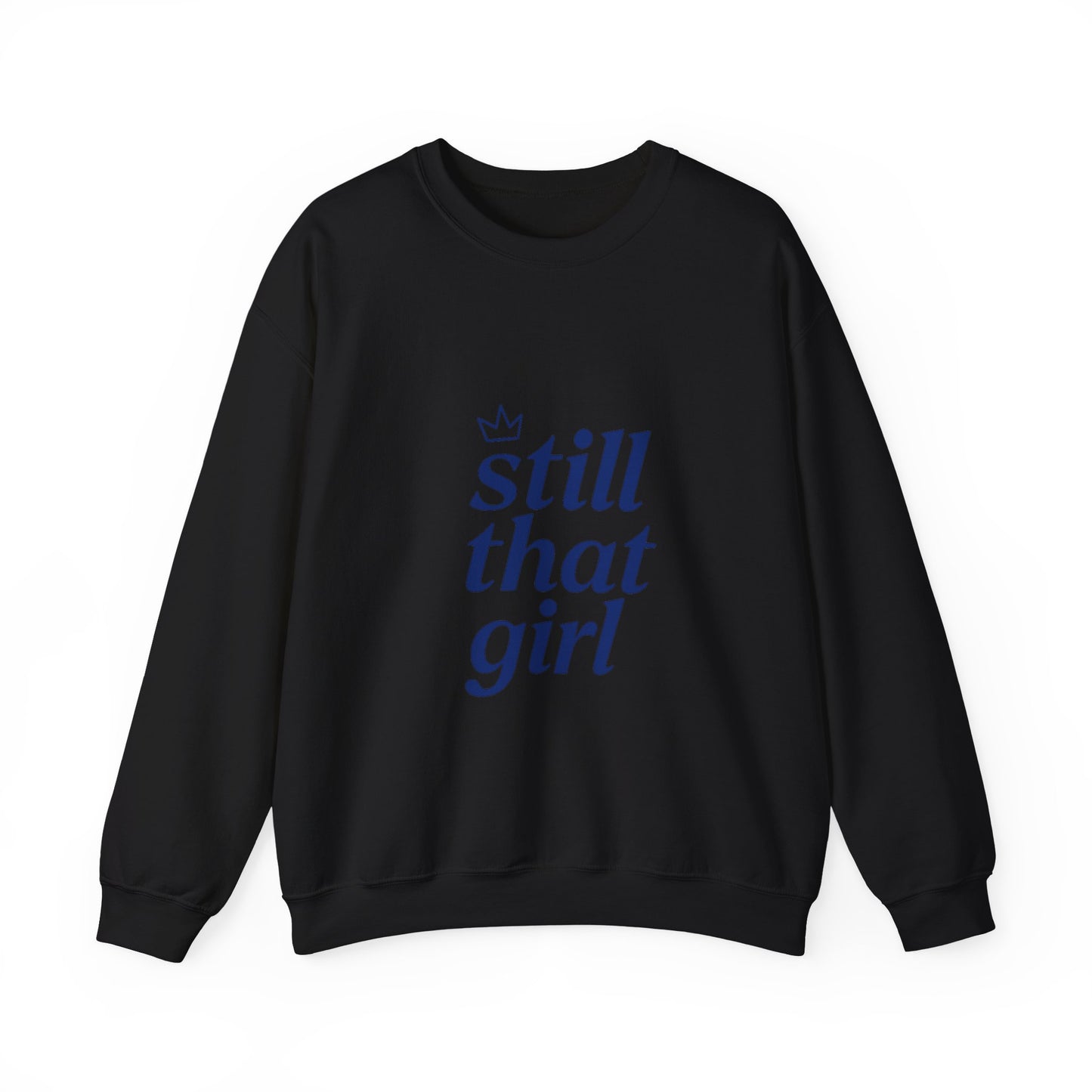 "still that girl" Navy Script Cozy Pullover