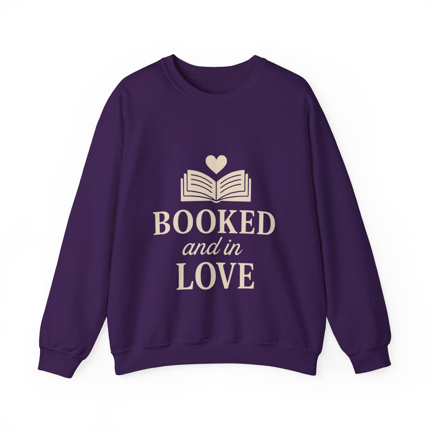 Booked and in Love Sweatshirt | Book Lovers Crewneck, Reading Graphic Printify